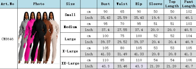 Casual Solid Color Knitted Long Sleeve Turtleneck Tassel Suit