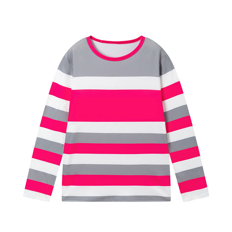 Women's Cozy 2 Piece Outfits Lounge Sets Striped Color Block Long Sleeve Tops Jogger Sweatpants Track Suits Set